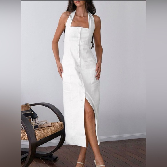 Commense Dresses & Skirts - White linen dress-never worn with tags